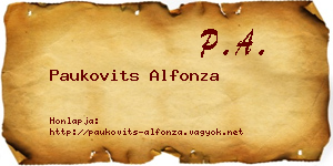 Paukovits Alfonza névjegykártya